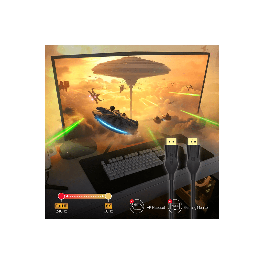 Unitek 8K DisplayPort 1.4 Cable in 10M - Black in Qatar Unitek 8K DisplayPort 1.4 Cable in 10M - Black in Qatar